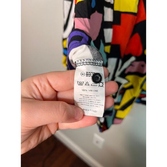 1990s Big Dart Keith Haring Abstract Rainbow Maximalist Art To Wear Shirt XL - Picture 3 of 5